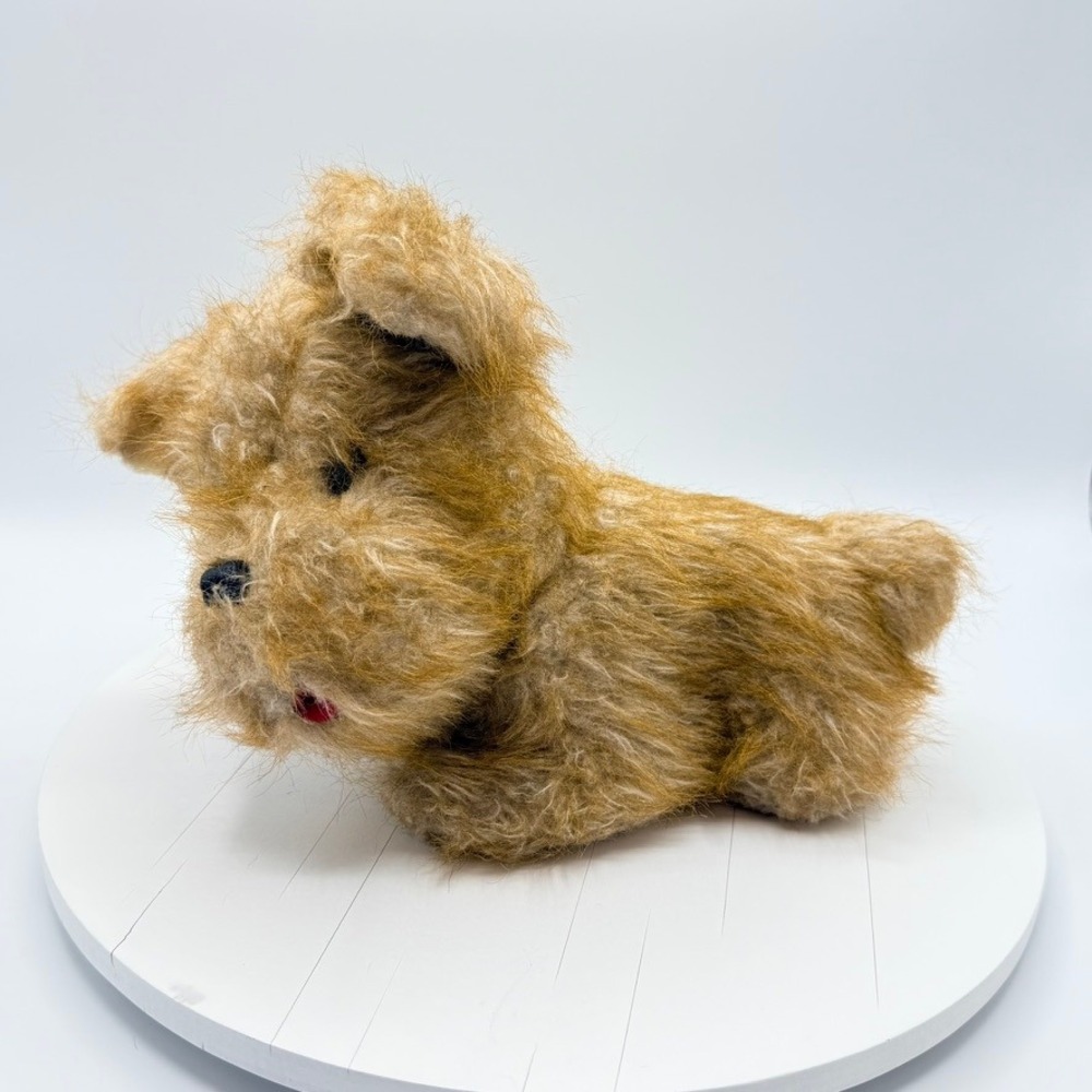Vintage Shaggy Terrier Dog Plush Stuffed Animal Made in Japan No 1005 Brown 10in